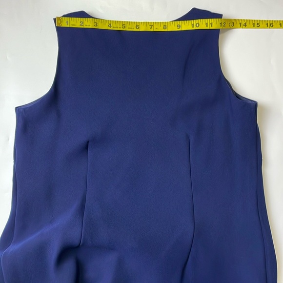 Jessica Howard Navy Blue Sleeveless Dress Size 6 Petit Bias Cut Pull On BoatNeck - Picture 10 of 15